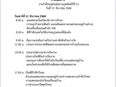 13 ธค. - วันรำลึกอนุสรณ์สถาน เขตงานภูพยัคฆ์ ปีที่ 21  (ปี 2568)
